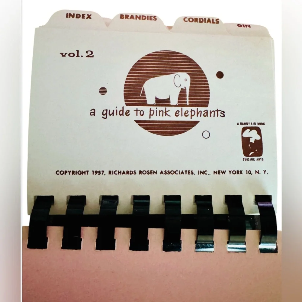 Vintage 1957 A Guide to Pink Elephants 200 Most Requested Drinks Barware Gift